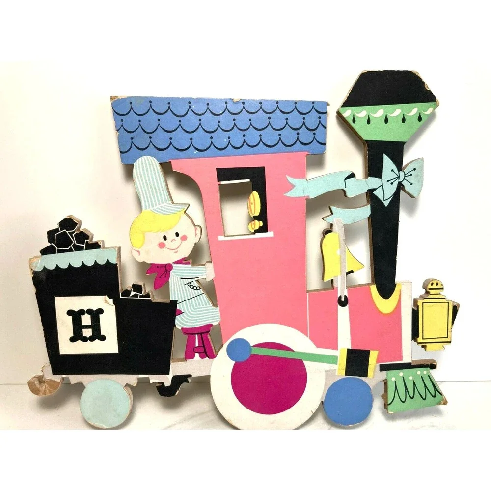 Dolly Toy Co. Nursery Train Wall Hanging Cardboard Heavy Thick set of 4